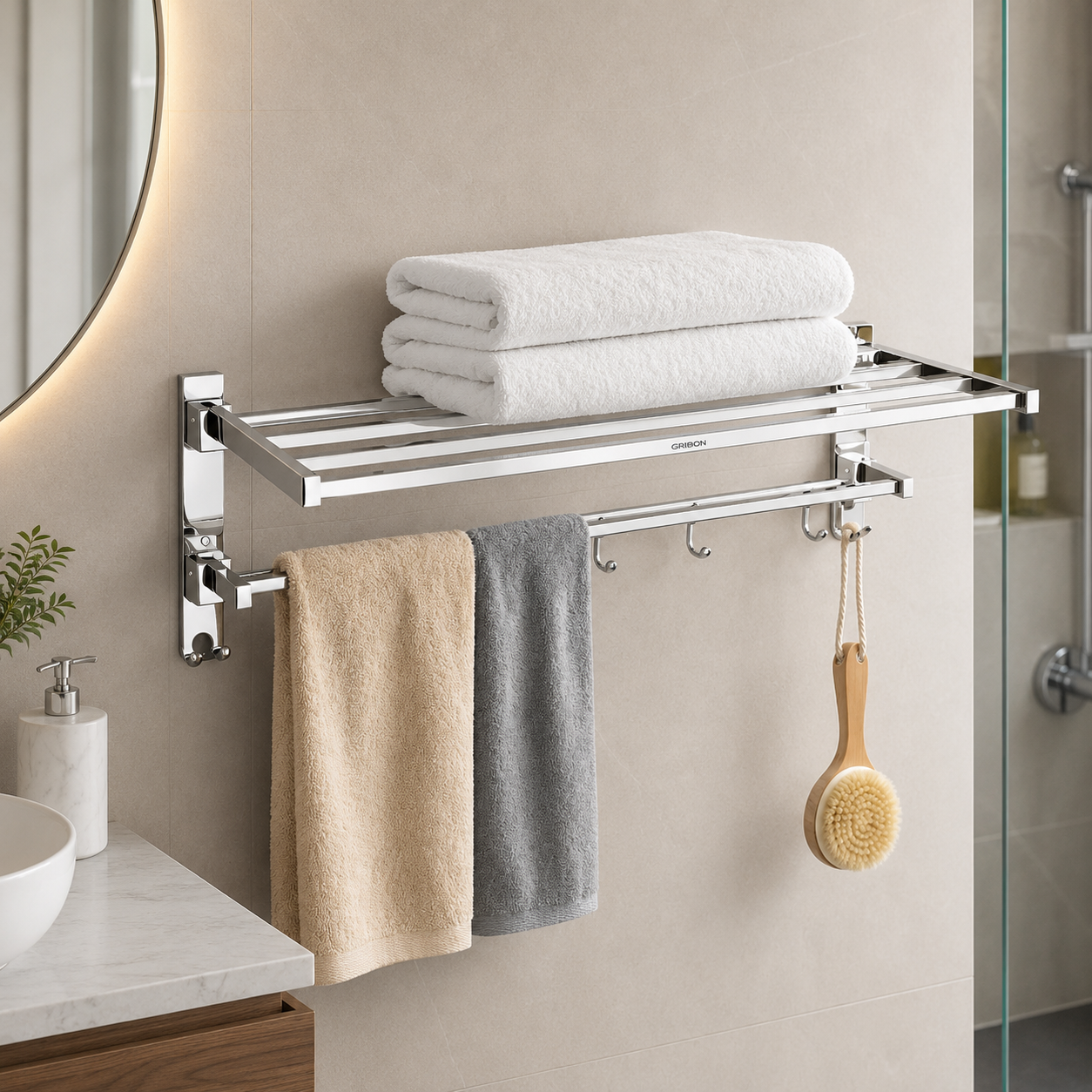24" DOUBLE FOLDING TOWEL RACK HEAVY
