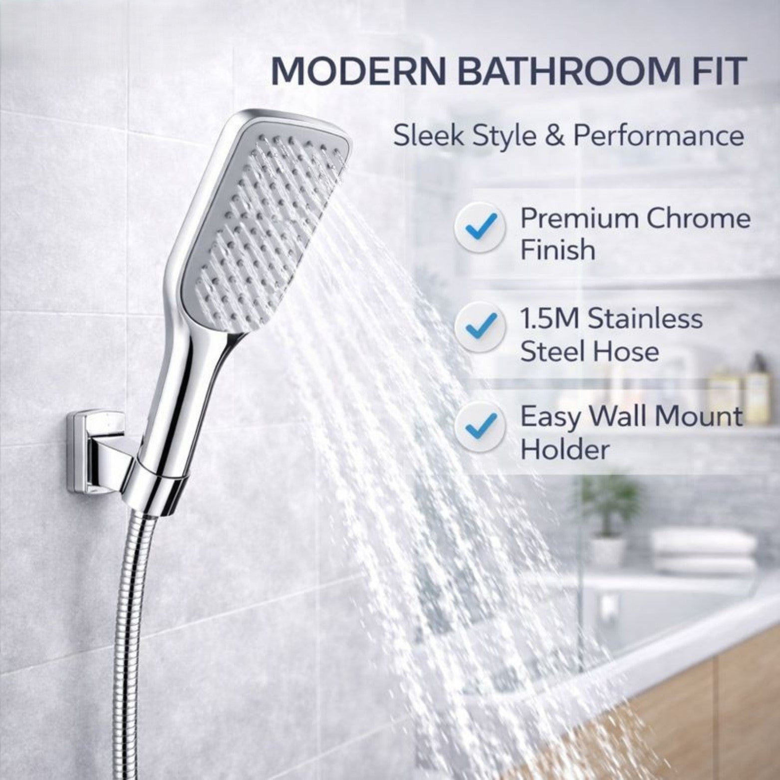 COMBI HAND SHOWER WITH 1.5MTR SHOWER TUBE