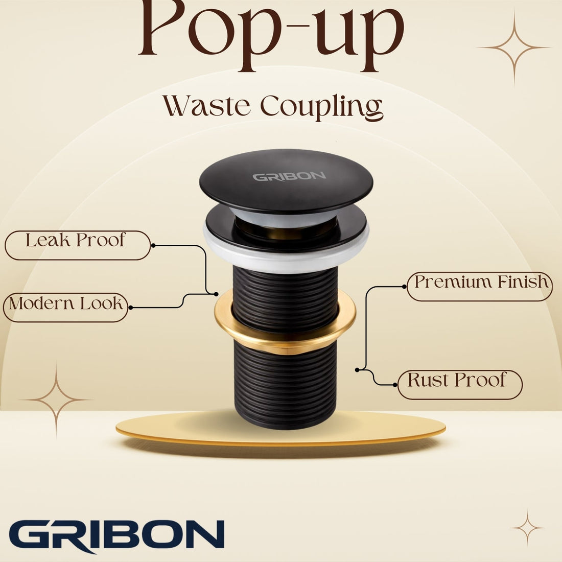 5" POP UP WASTE COUPLING ROSE GOLD