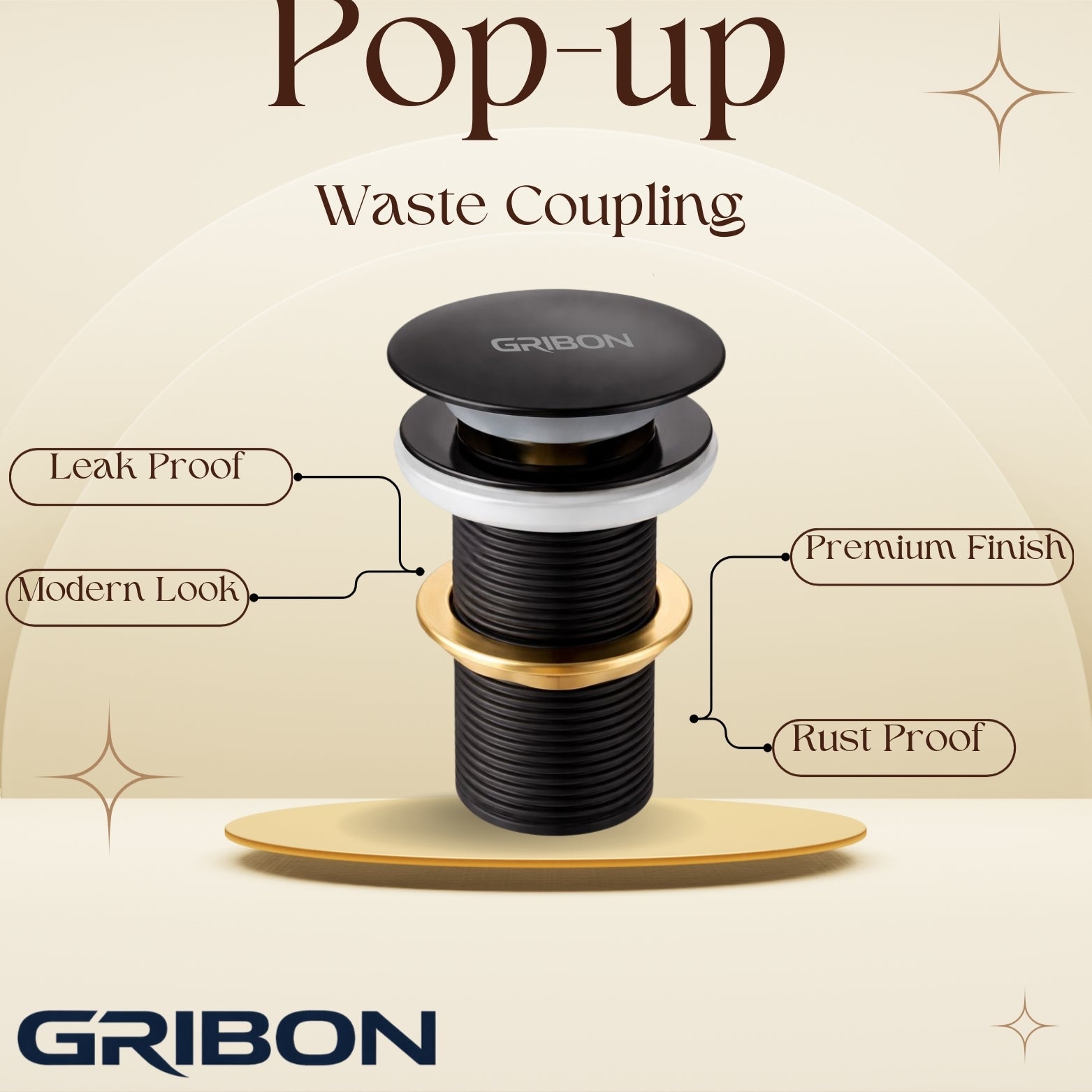 5" POP UP WASTE COUPLING ROSE GOLD