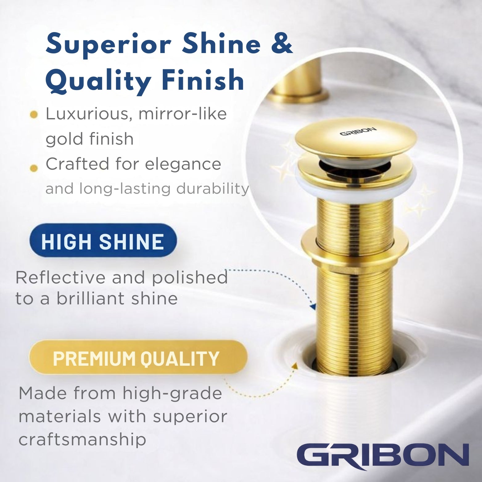5" POP UP WASTE COUPLING GOLD