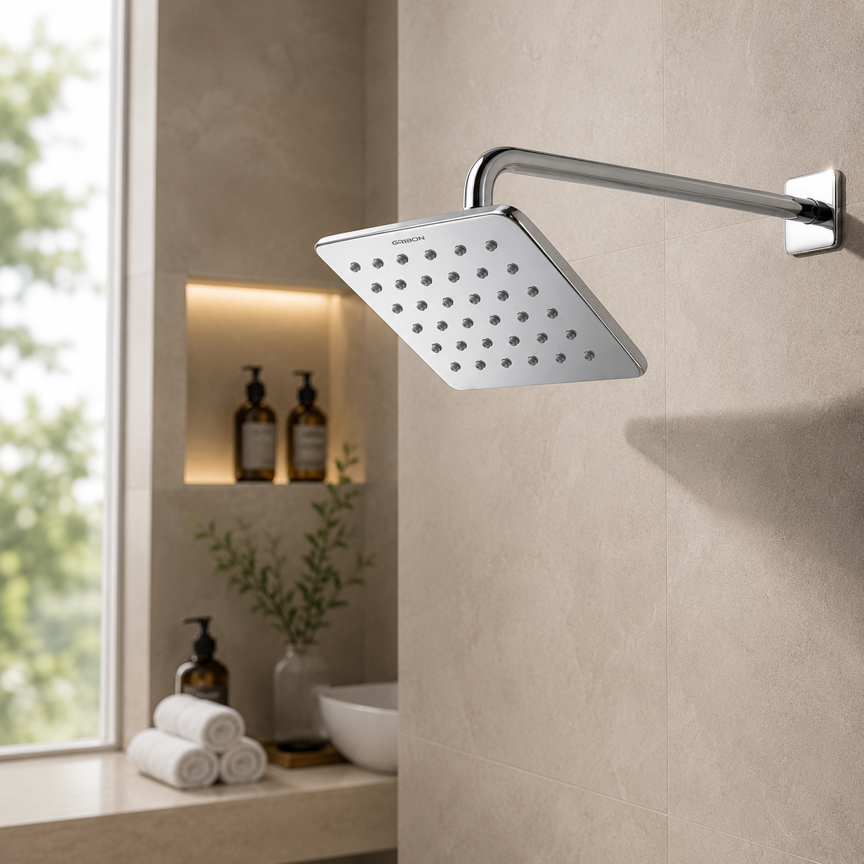 ULTRA SLIM OVERHEAD SHOWER BRASS NUT