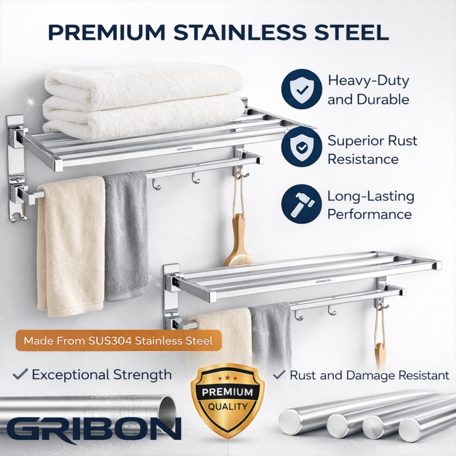 24" DOUBLE FOLDING TOWEL RACK HEAVY