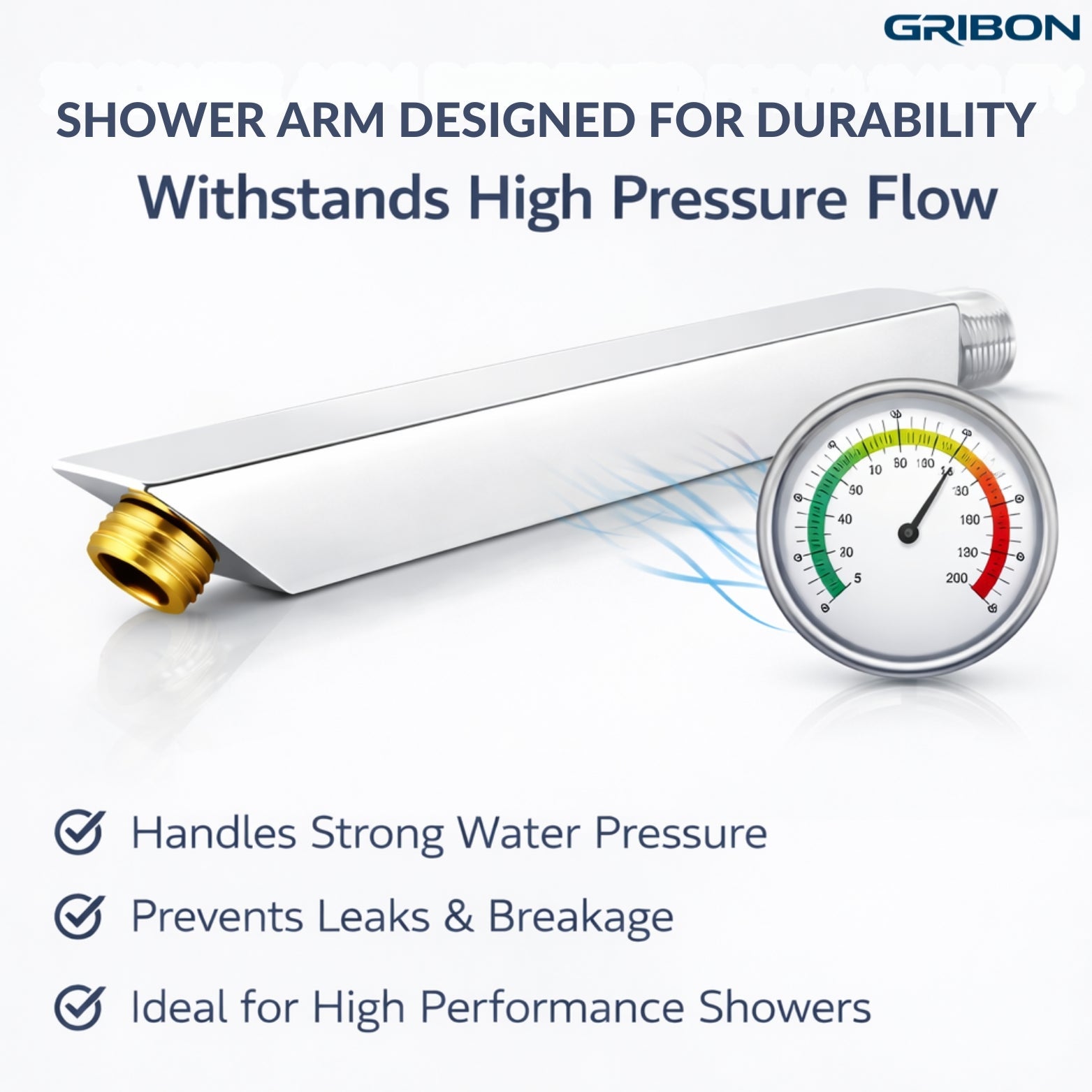 SQUARE SHOWER ARM WITH BRASS NUT