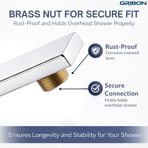 RECTANGLE SHOWER ARM WITH BRASS NUT