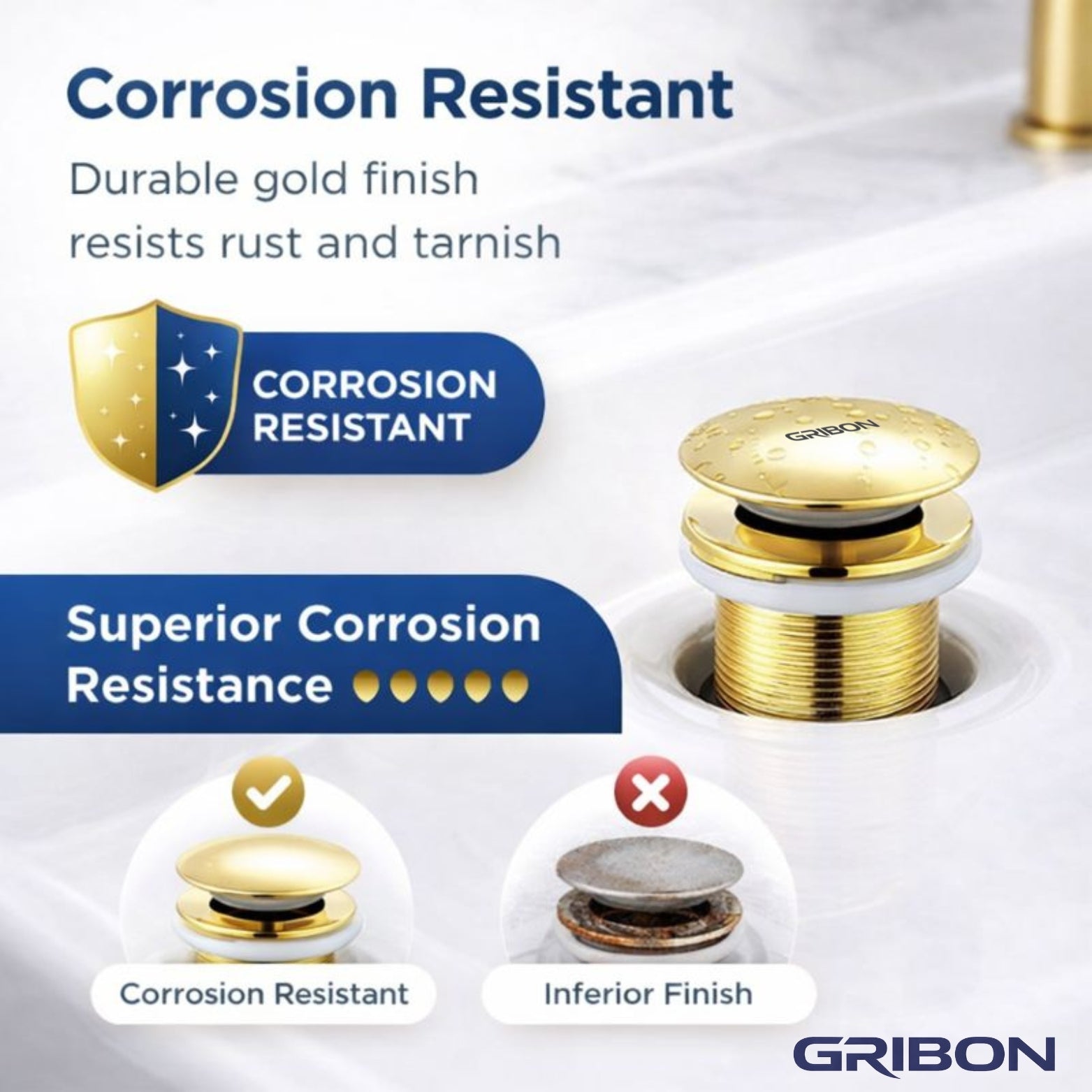 5" POP UP WASTE COUPLING GOLD