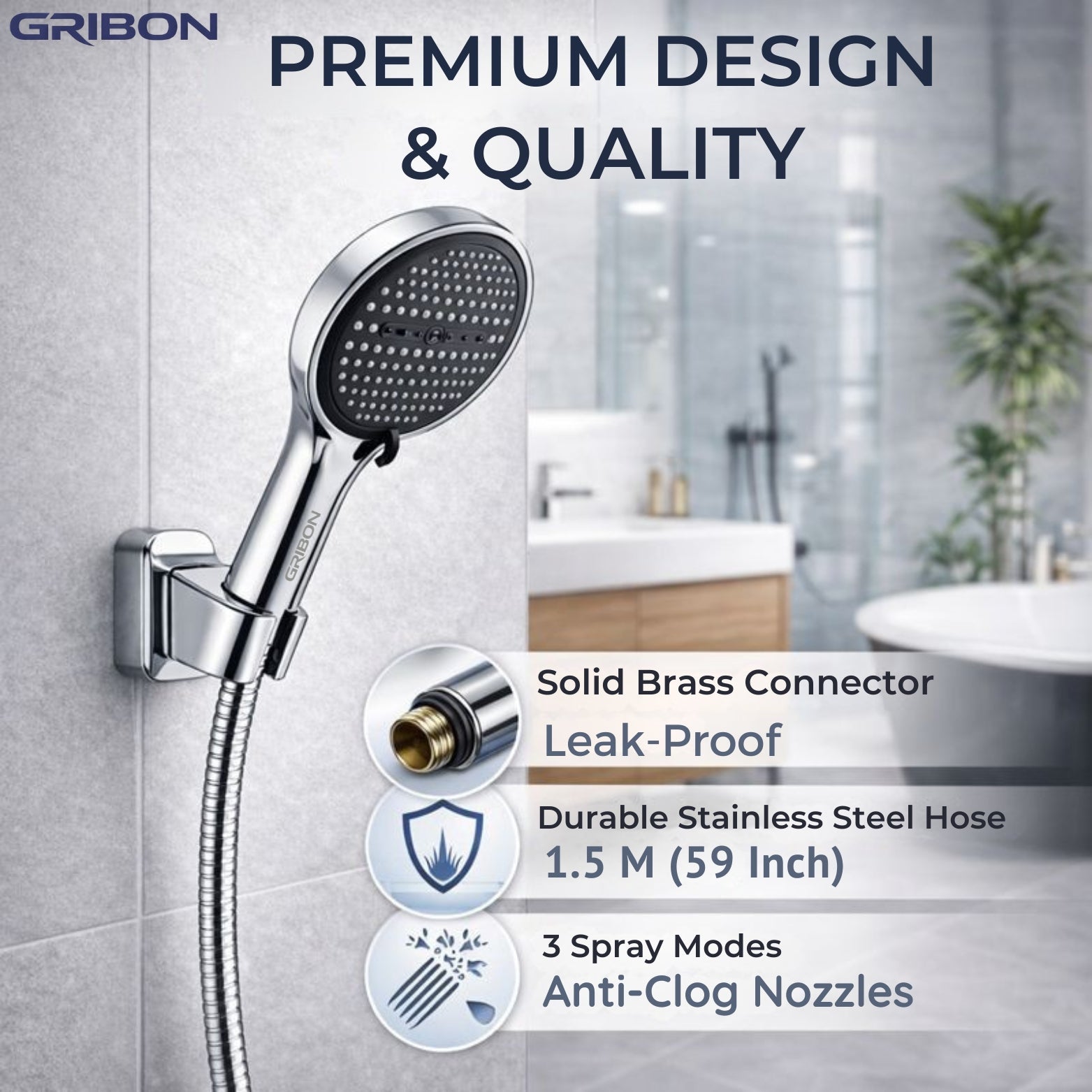 APEX HAND SHOWER WITH 1.5MTR SHOWER TUBE
