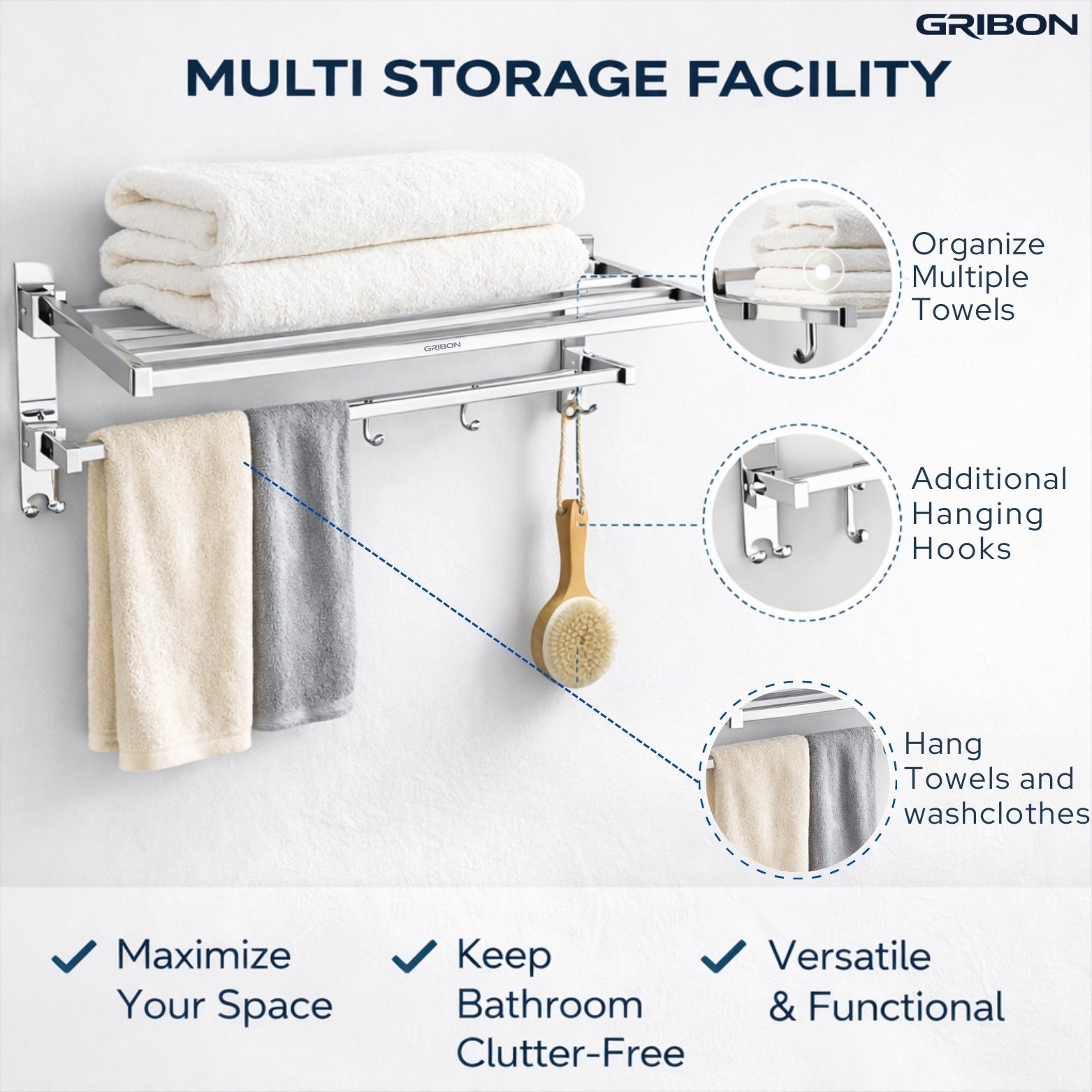 24" DOUBLE FOLDING TOWEL RACK HEAVY