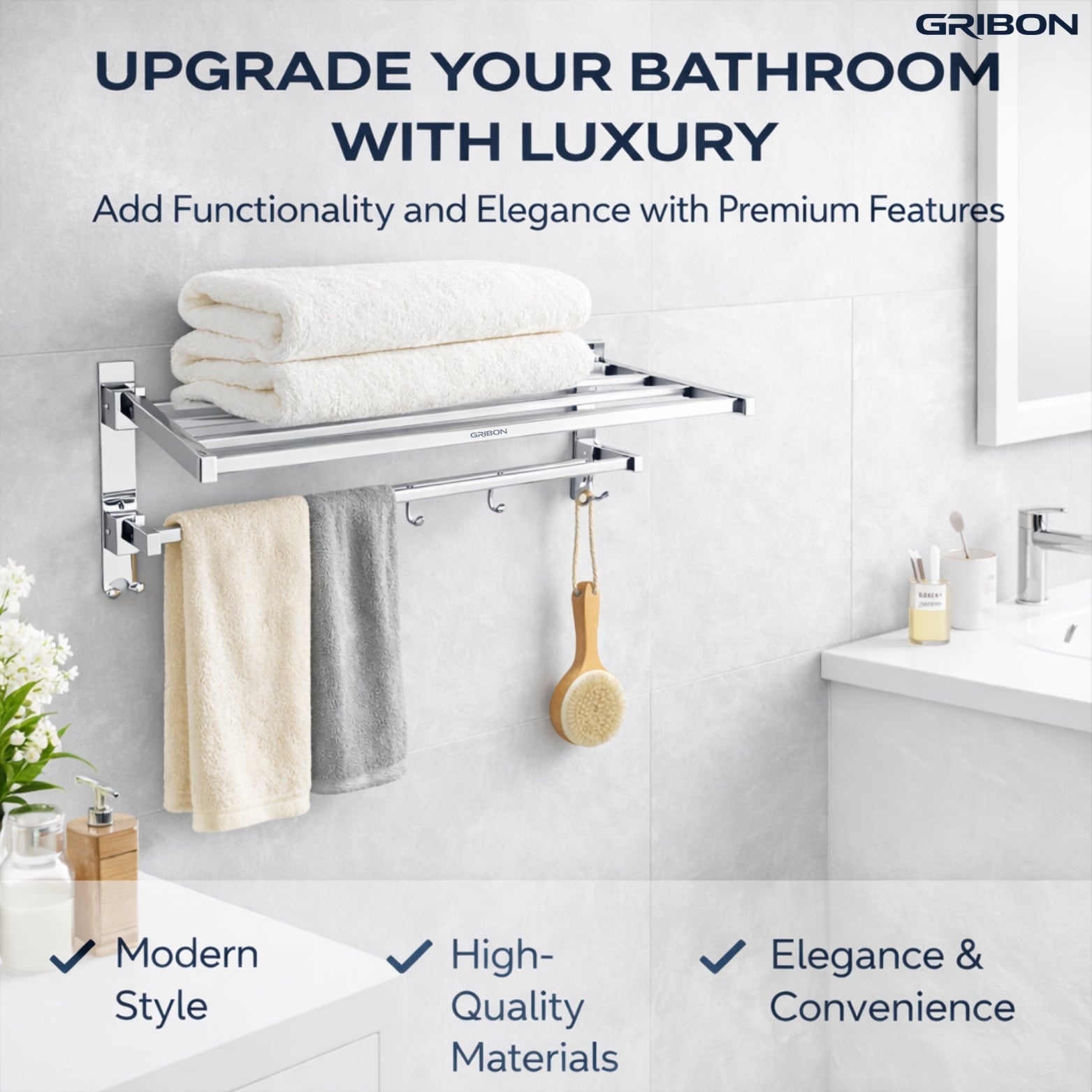 24" DOUBLE FOLDING TOWEL RACK HEAVY