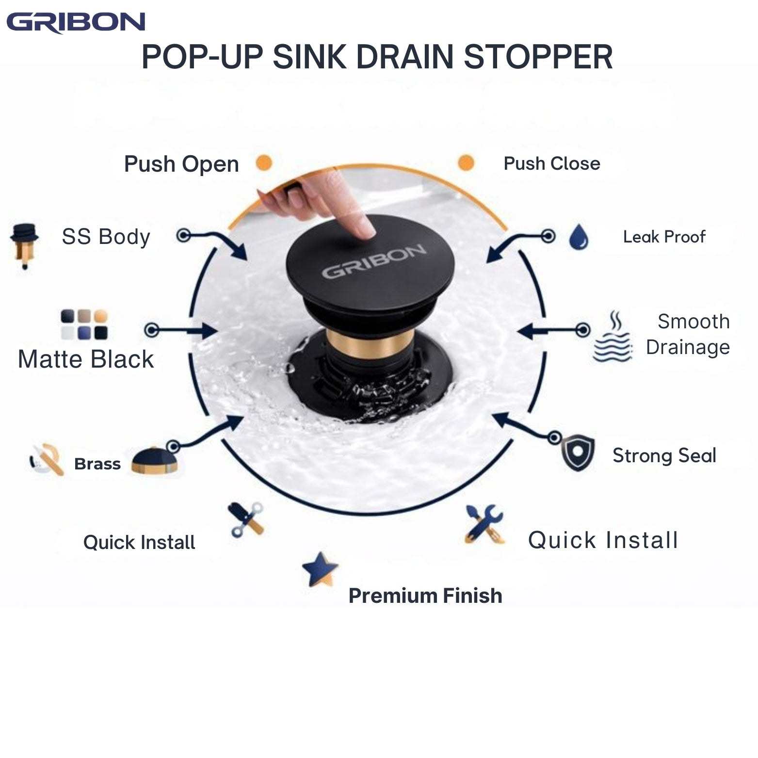 5" POP UP WASTE COUPLING ROSE GOLD